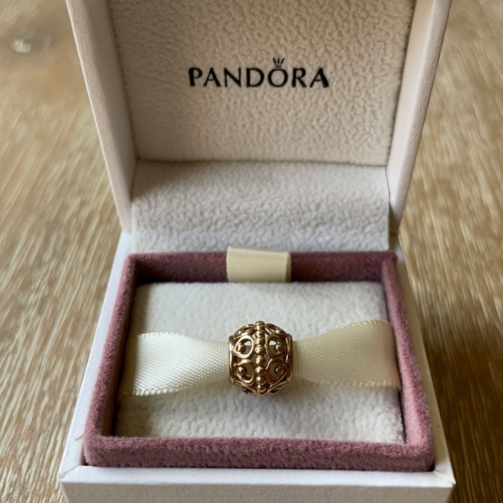 Pandora 14k Yellow Gold Openwork Gilded Cage Bead